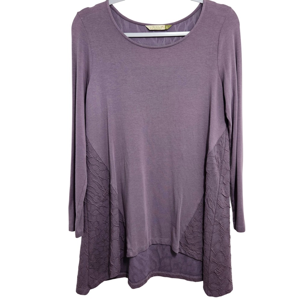 Chalet Tunic Top Textured Boho Lagenlook Sustainable USA Bamboo Blend S Purple‎